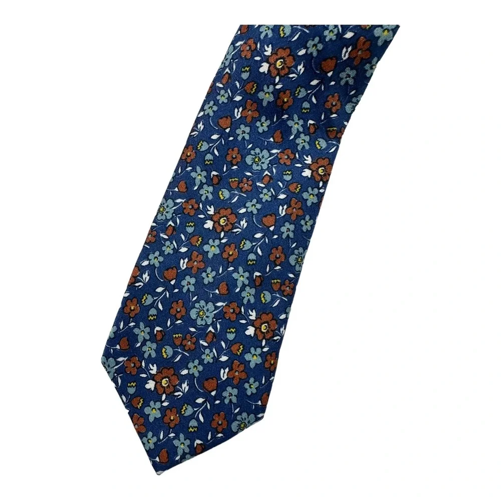 J Crew Ludlow Blue Floral Pure Silk Mens Tie 3 Inch Width NWT